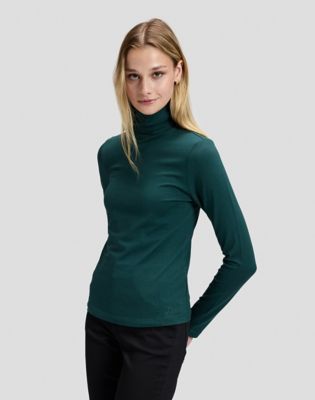 Slim Long Sleeve Turtleneck Top in Ponderosa Pine