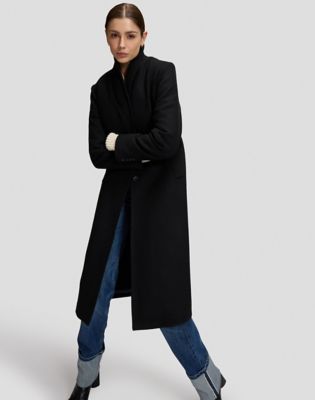Relaxed Long Wool Coat in Black