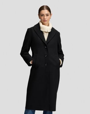 Relaxed Long Wool Coat in Black