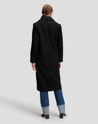 Relaxed Long Wool Coat in Black