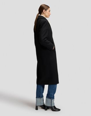 Relaxed Long Wool Coat in Black