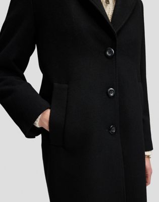Relaxed Long Wool Coat in Black