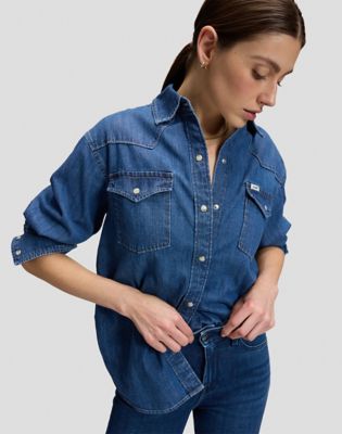 Relaxed Essential Western Shirt in Ripe Berry