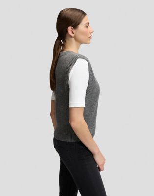 Slim Knitted Vest in Charcoal Heather