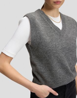Slim Knitted Vest in Charcoal Heather