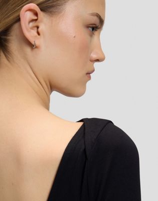 Slim Open Back Bodysuit in Black
