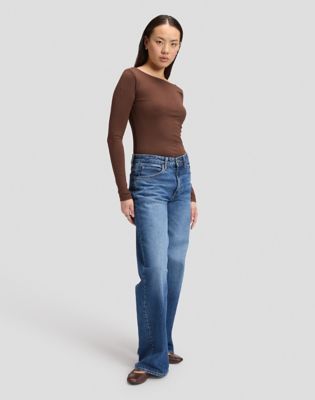 Slim Open Back Bodysuit in Shaved Chocolate