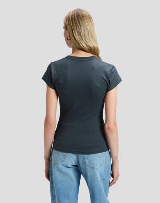 Slim Record Tee in Washed Black