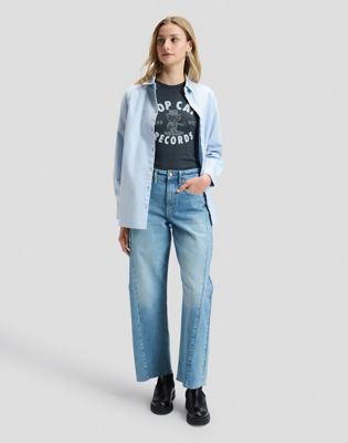 Slim Record Tee in Washed Black