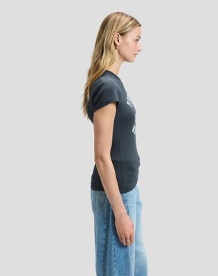 Slim Record Tee in Washed Black