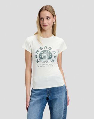 Slim Record Tee in Ecru