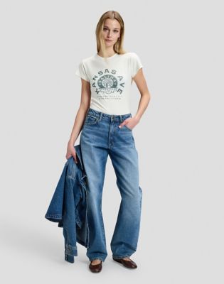 Slim Record Tee in Ecru