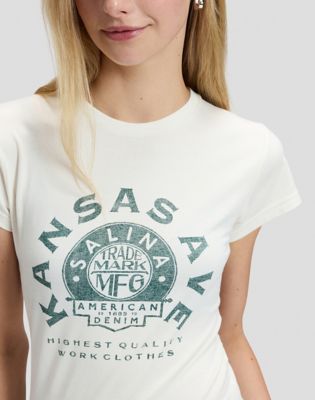 Slim Record Tee in Ecru