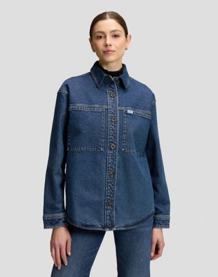 Relaxed Utility Overshirt in Blue Dagger