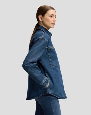 Relaxed Utility Overshirt in Blue Dagger