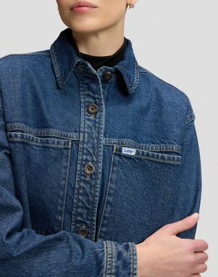 Relaxed Utility Overshirt in Blue Dagger