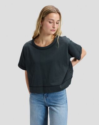 Relaxed Cropped Tee in Washed Black