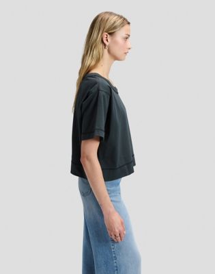 Relaxed Cropped Tee in Washed Black