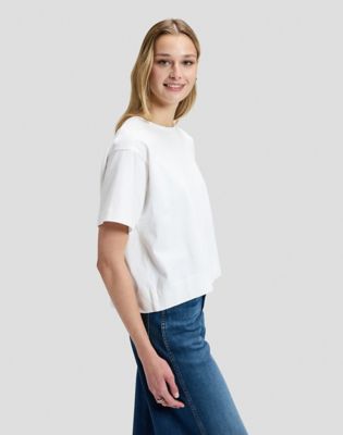 Relaxed Cropped Tee in Bright White