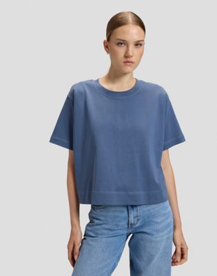 Relaxed Cropped Tee in Bering Sea