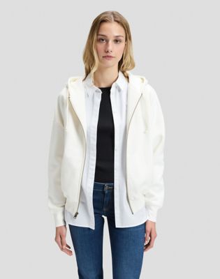 Relaxed Core Zip Through Sweatshirt in Ecru
