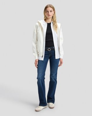Relaxed Core Zip Through Sweatshirt in Ecru