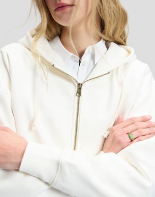 Relaxed Core Zip Through Sweatshirt in Ecru