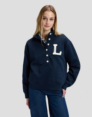 Regular Popover Sweatshirt in Rivet Navy