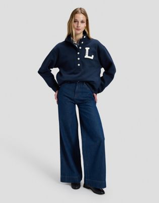 Regular Popover Sweatshirt in Rivet Navy