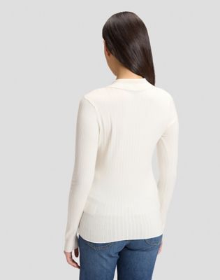 Slim Long Sleeve Polo in Ecru