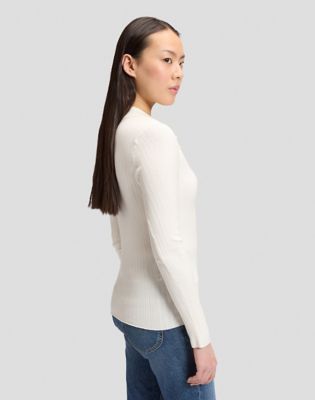 Slim Long Sleeve Polo in Ecru