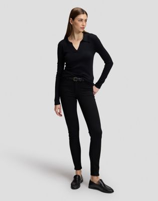 Slim Long Sleeve Polo in Black alternative view 2