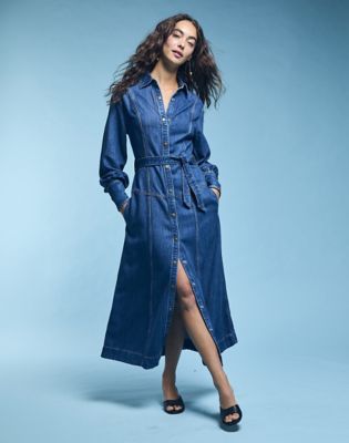 Regular Belted Long Dress in Frosted Over