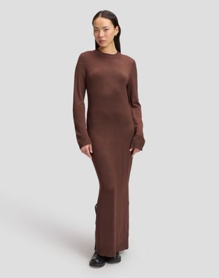 Regular Knitted Maxi Dress in Shaved Chocolate