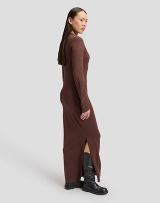 Regular Knitted Maxi Dress in Shaved Chocolate
