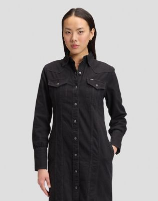 Slim Shaped Western Dress in Dark Volume
