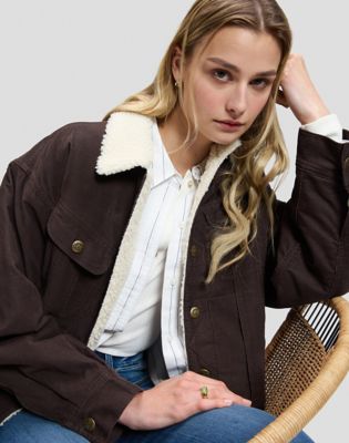 Rider Relaxed Sherpa Jacket in Chocolate Torte