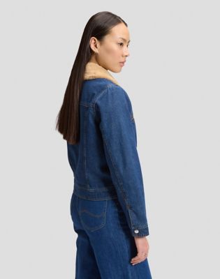 Regular Zip Front Denim Jacket in Laugh Riot