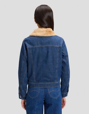 Regular Zip Front Denim Jacket in Laugh Riot