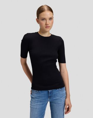 Slim Rib Tee in Black