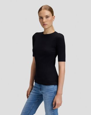Slim Rib Tee in Black
