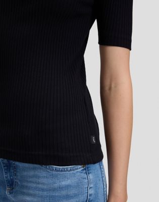 Slim Rib Tee in Black