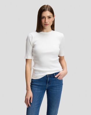 Slim Rib Tee in Ecru