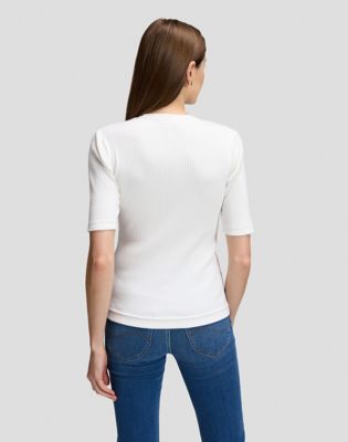 Slim Rib Tee in Ecru