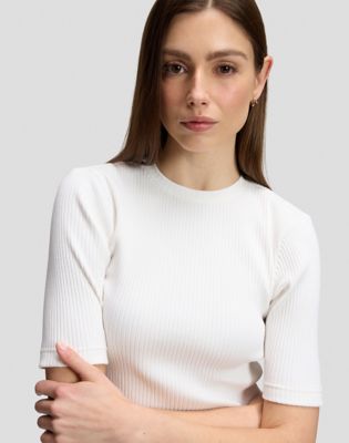 Slim Rib Tee in Ecru