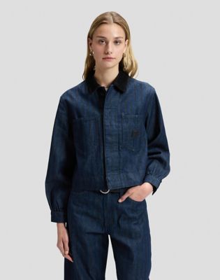 Relaxed Cropped Chore Jacket in Hickory Rinse