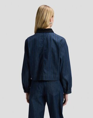 Relaxed Cropped Chore Jacket in Hickory Rinse