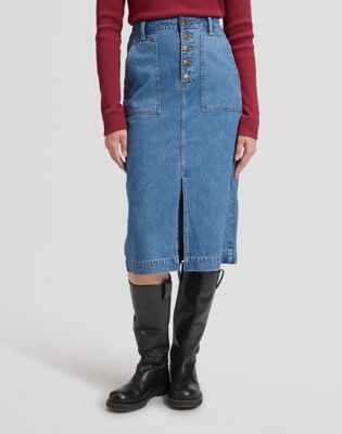 Workwear Patch Pocket Midi Skirt in Warm Embrace