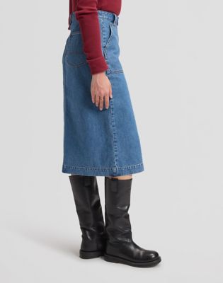 Workwear Patch Pocket Midi Skirt in Warm Embrace