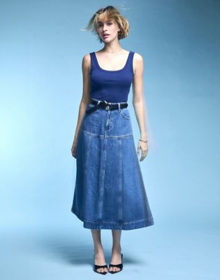 Regular Seamed Midi Skirt in Torrential